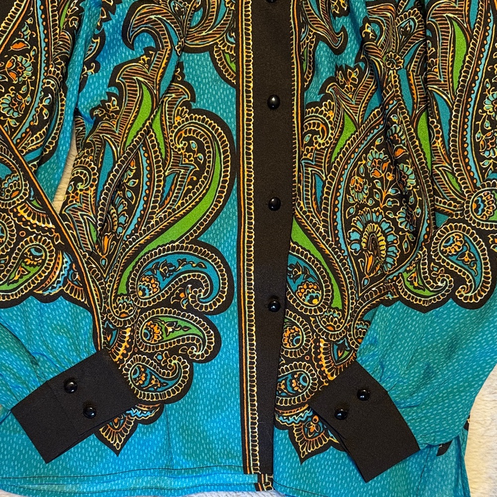 Colorful Bob Mackey Paisley Button-Up Blouse - Picture 5 of 7